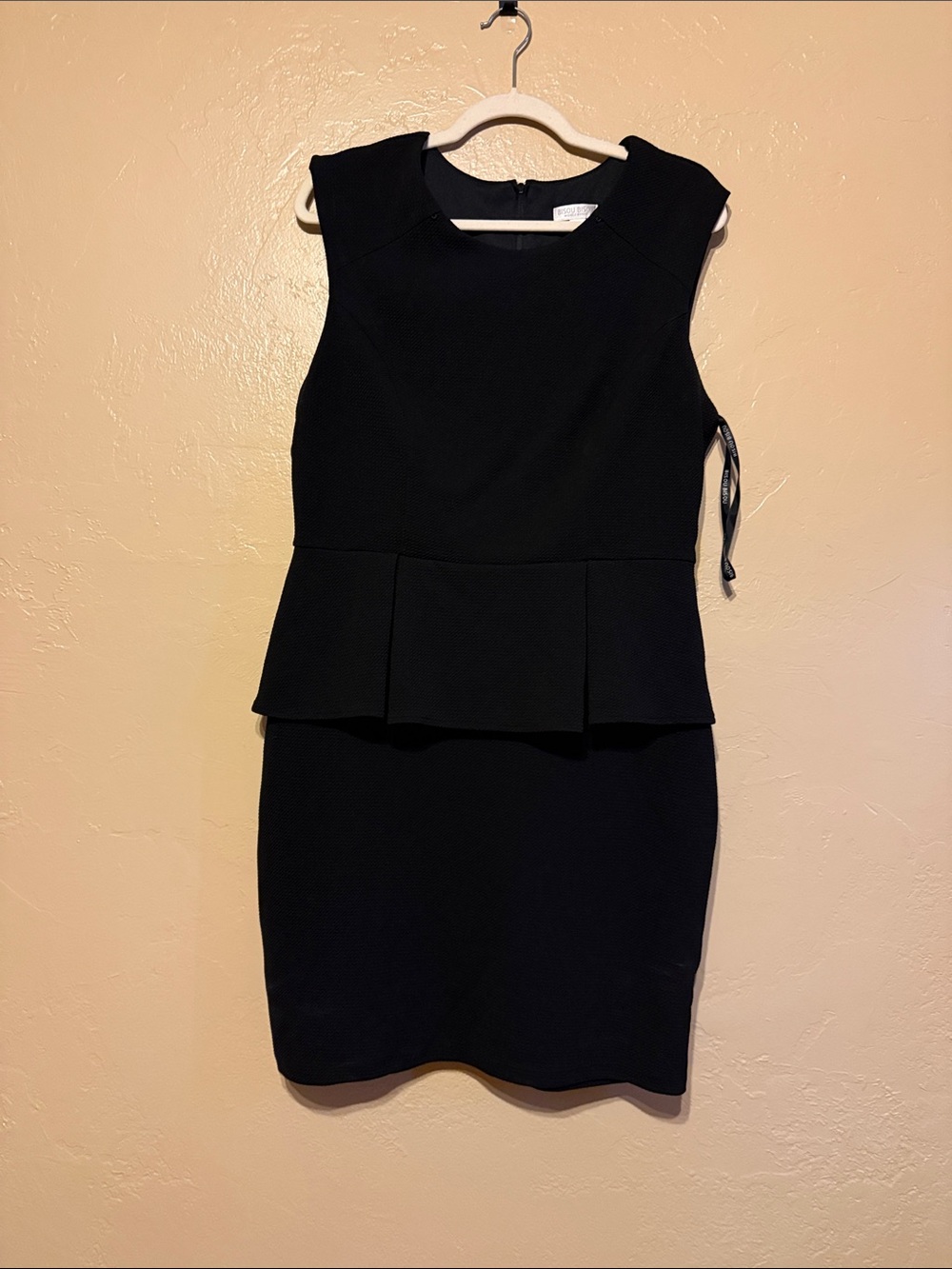 Bisou Bisou Black Peplum Midi Sheath Dress